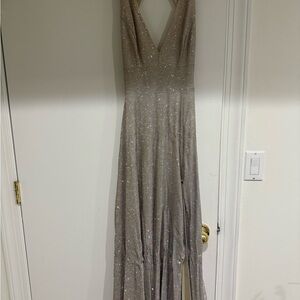 Elegant Silver Evening Gown